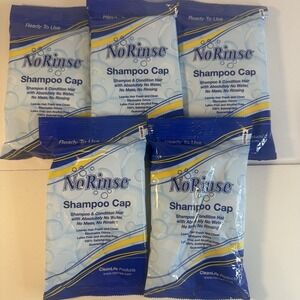 Clean Life No Rinse Shampoo & Conditioner Cap Latex NEW‎ (sealed) Lot of 5